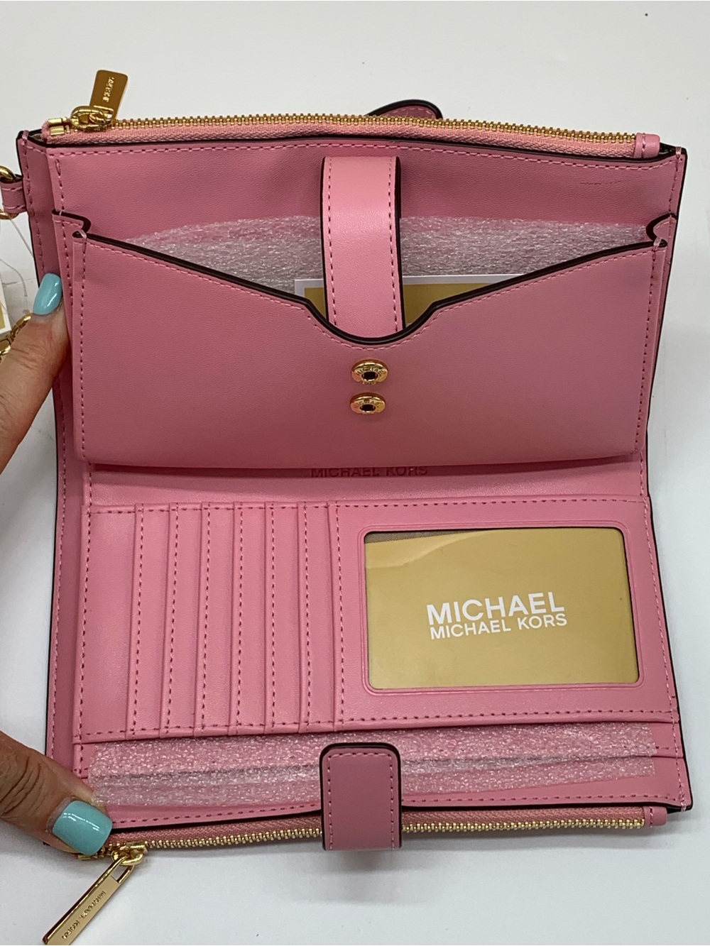Michael Kors Cornation Ombré MK Logo Wristlet/ wallet with Gold Hardware - Picture 9 of 13
